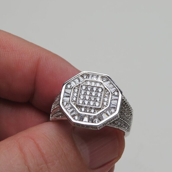*925 Sterling Silver Diamond Men's Ring